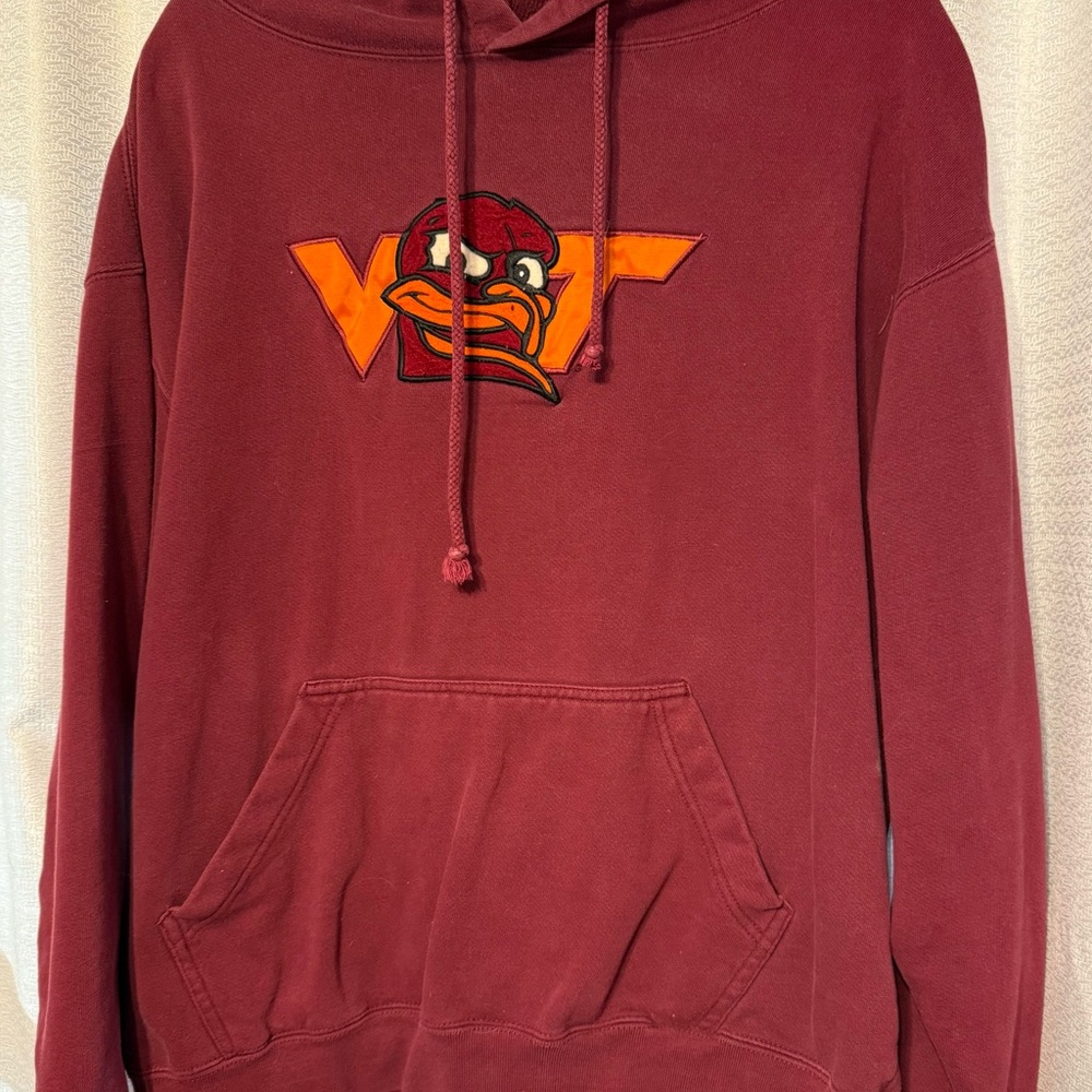 Vintage 90s Virginia Tech Hokies Maroon Hoodie
